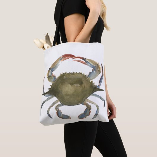 Waterverf krab - grijs tote bag (Dichtbij)