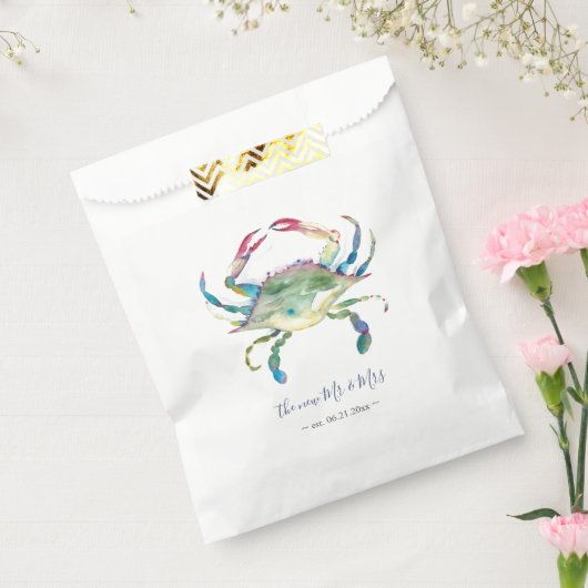 Waterverf krab gunst tassen strand bruiloft ideeën bedankzakje (Gezegeld)