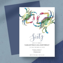 Waterverf krab kook 60e verjaardagsuitnodiging kaart