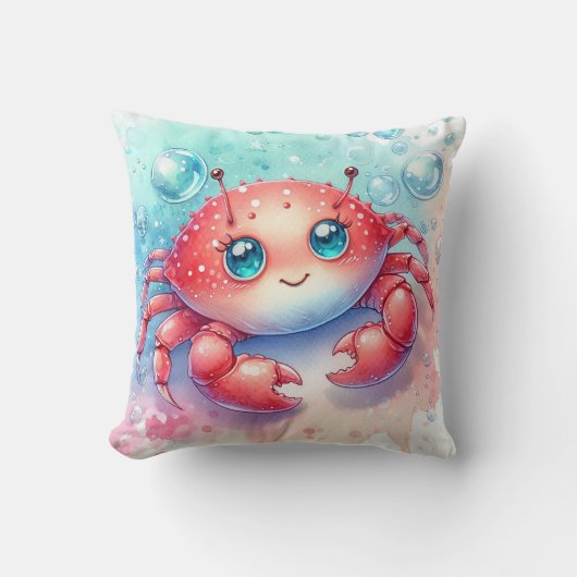 Waterverf krab kussen (Voorkant)
