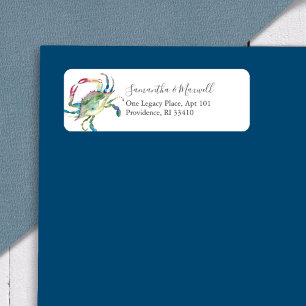 Waterverf krab Nautical Return Address Labels