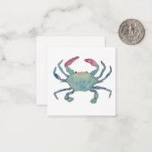 Waterverf krab Notecard Notitiekaartje (Voorkant / Achterkant in situ)