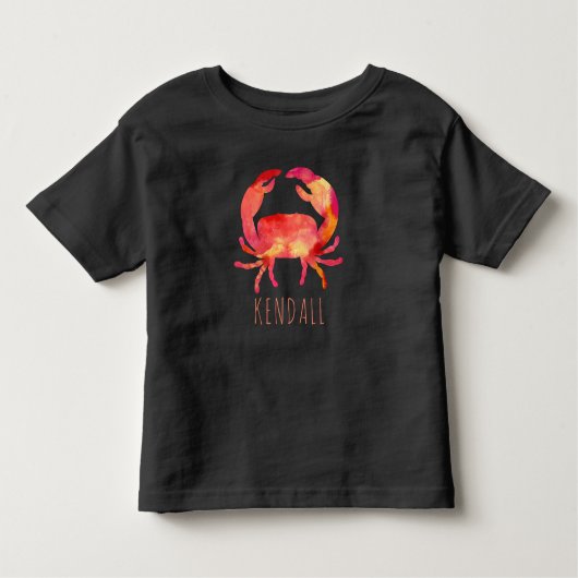 Waterverf krab oceaan Kinder gepersonaliseerd Shirts (Voorkant)