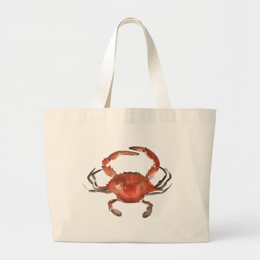 Waterverf krab - rood grote tote bag (Voorkant)