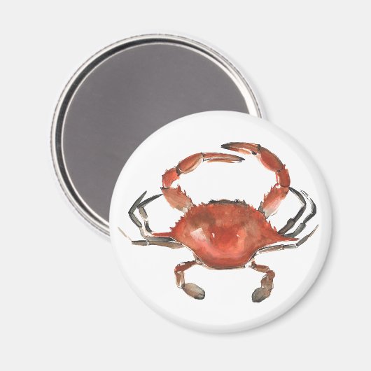 Waterverf krab - rood magneet (Voorkant / Achterkant)