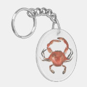 Waterverf krab - rood sleutelhanger (Voorkant Links)