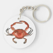 Waterverf krab - rood sleutelhanger (Achterkant)