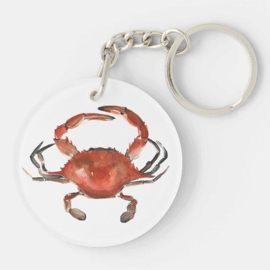 Waterverf krab - rood sleutelhanger (Achterkant)