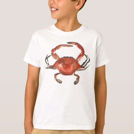 Waterverf krab - rood t-shirt (Voorkant)