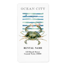 WATERVERF KRAB, STRANDSTAD, OCEAANSTAD ETIKET