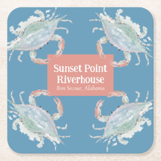 Waterverf Krab Vakantiehuis Kartonnen Onderzetters