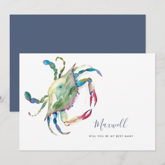 Waterverf krab vraagt Groomesmankaarten Feestdagenkaart (Voorkant / Achterkant)