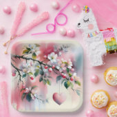 Waterverf Krabappelboom met hart Papieren Bordje (Feest)