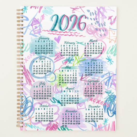 Waterverf krabbelkalender planner (Voorkant)