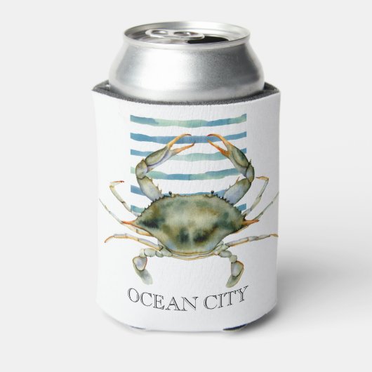 Waterverf krabbenbek kuststad OCEAN Blikjeskoeler (Blikje Achterkant)