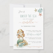 Waterverf krachtens de Zee Zeemeermin Birthday Par Kaart (Voorkant)