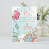 Waterverf krachtens de Zee Zeemeermin Birthday Par Kaart (Staand voorkant)