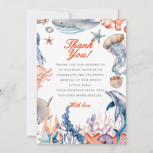 waterverf krachtens het baby shower van de zee bedankkaart (Voorkant)