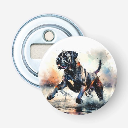 Waterverf krachtige Cane Corso hond Button Flesopener (Voorkant)
