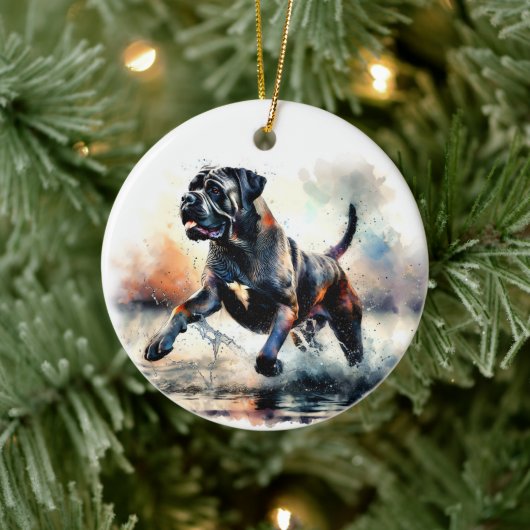 Waterverf krachtige Cane Corso hond Keramisch Ornament (Boom)