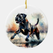 Waterverf krachtige Cane Corso hond Keramisch Ornament (Achterkant)