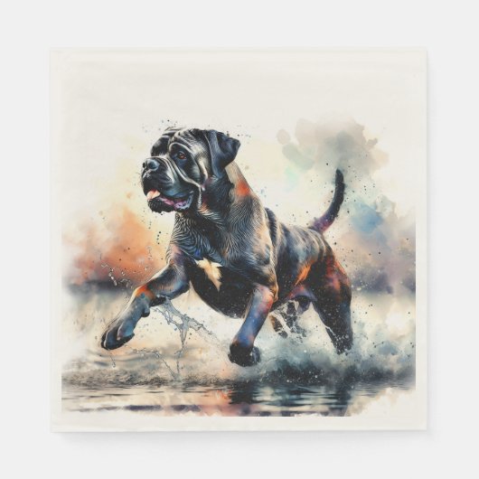 Waterverf krachtige Cane Corso hond Servet (Voorkant)
