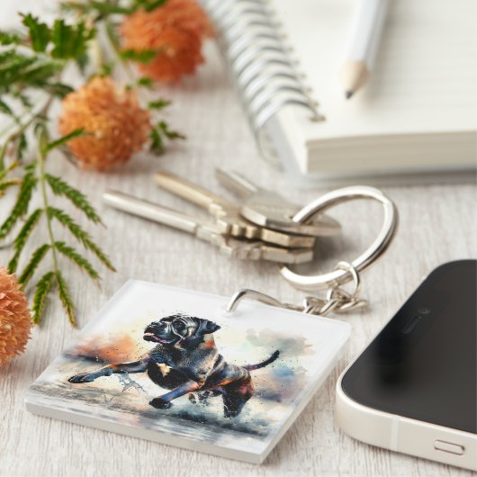 Waterverf krachtige Cane Corso hond Sleutelhanger (Voorkant Rechts)