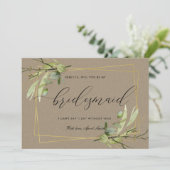 Waterverf KRAFT FOLIAGE IS MIJN BRIDESMAID Kaart (Staand voorkant)