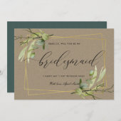 Waterverf KRAFT FOLIAGE IS MIJN BRIDESMAID Kaart (Voorkant / Achterkant)