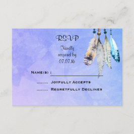 Waterverf Kralen 'n Veren Bruiloft RSVP Kaartje