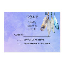 Waterverf Kralen 'n Veren Bruiloft RSVP