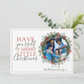 Waterverf Krans 1 Foto Kerstvakantie Kaart (Staand voorkant)