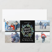 Waterverf Krans 4 Foto Vakantie Zwart Feestdagenkaart (Voorkant / Achterkant)