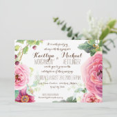 Waterverf krans blad tak bessen Roos pioen Kaart (Staand voorkant)