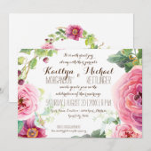 Waterverf krans blad tak bessen Roos pioen Kaart (Voorkant / Achterkant)