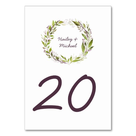 Waterverf Krans Bladeren Plum Bessen Tafel Kaarten (Achterkant)