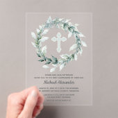 Waterverf Krans Blauw Kruis Eerste Communie Acryl Uitnodigingen (Insitu (Draagbaar))