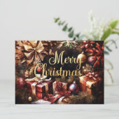 Waterverf Krans Cadeaus Kerst Kaart (Staand voorkant)