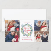 Waterverf Krans Collectie 4 Foto Vakantie Feestdagenkaart (Voorkant / Achterkant)