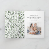 Waterverf krans één foto monogram vakantie  feestdagen kaart (Binnen)