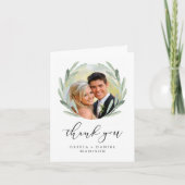 Waterverf krans elegante bruiloft dank u kaart (Voorkant)