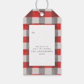 Waterverf krans en check kerstvakantie cadeaulabel (Achterkant)