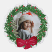Waterverf krans foto Lijst Vrolijk kerstfeest Ornament Kaart (Voorkant)