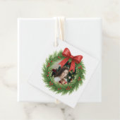 Waterverf Krans Foto Moderne Kerst Bedankjes Labels (In situ)