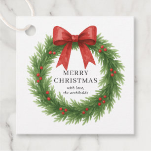 Waterverf Krans Foto Moderne Kerst Bedankjes Labels