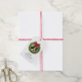 Waterverf Krans Foto Moderne Kerst Cadeaulabel (Met Touw)