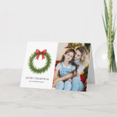 Waterverf Krans Foto Moderne Kerst Feestdagen Kaart (Voorkant)