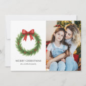 Waterverf Krans Foto Moderne Kerst Feestdagenkaart (Voorkant)