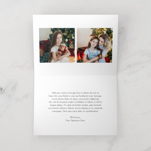 Waterverf Krans Foto Moderne Kerst Folie Feestdagenkaart (Binnenlaag)