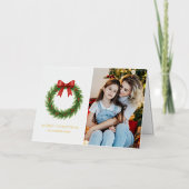 Waterverf Krans Foto Moderne Kerst Folie Feestdagenkaart (Voorkant)